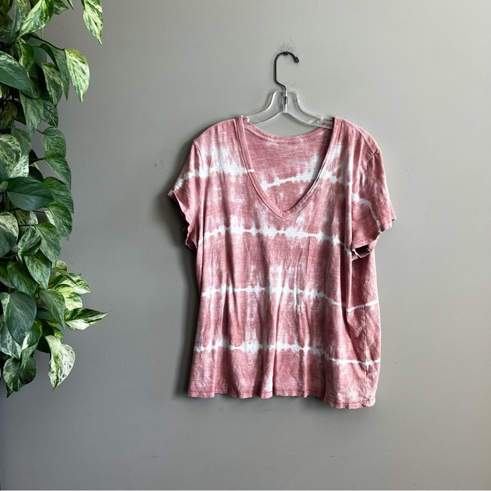 Pink Tie-Dye V-Neck Women's Top